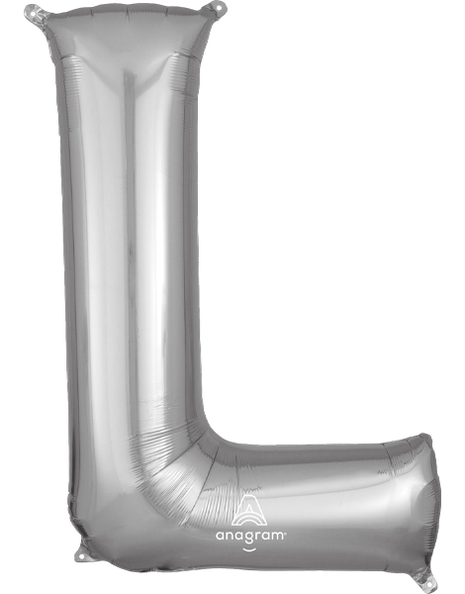34in Anagram Silver Letter L Balloon - Joker Party Supply