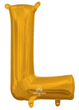 16in Anagram Air-Filled Gold Letter L Balloon - Joker Party Supply