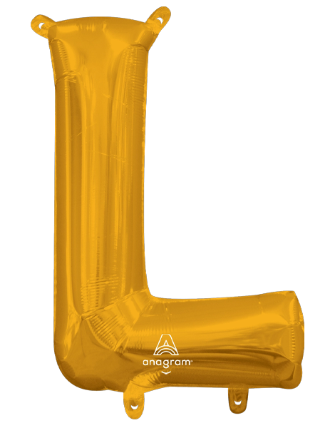 16in Anagram Air-Filled Gold Letter L Balloon - Joker Party Supply