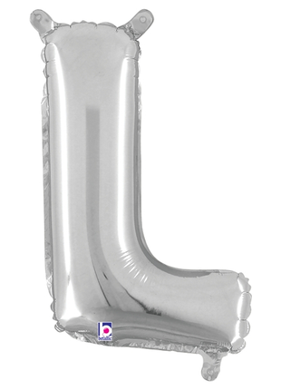 14in Betallic Air-Filled Silver Letter L Balloon - Joker Party Supply