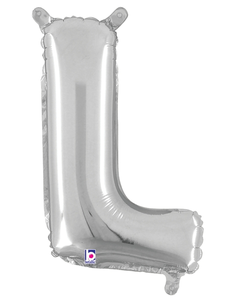 14in Betallic Air-Filled Silver Letter L Balloon - Joker Party Supply