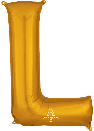 34in Anagram Gold Letter L Balloon - Joker Party Supply