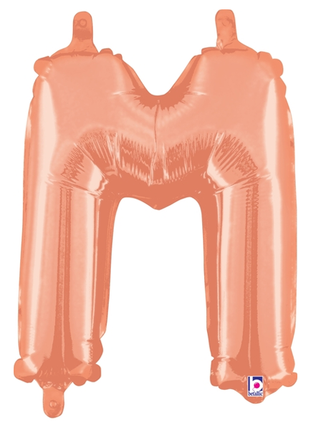 14in Betallic Air-Filled Rose Gold Letter M Balloon - Joker Party Supply