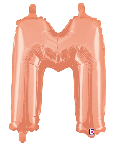 14in Betallic Air-Filled Rose Gold Letter M Balloon - Joker Party Supply