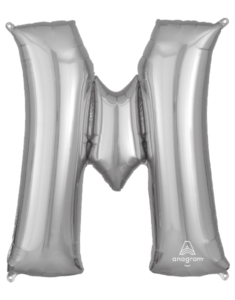 34in Anagram Silver Letter M Balloon - Joker Party Supply