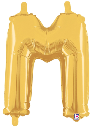 14in Betallic Air-Filled Gold Letter M Balloon - Joker Party Supply