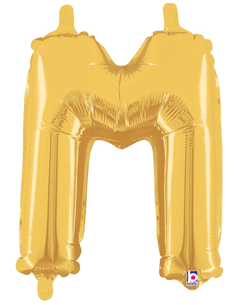 14in Betallic Air-Filled Gold Letter M Balloon - Joker Party Supply