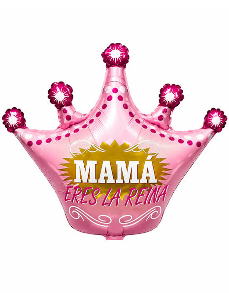 28in Pink Mama Eres La Reina Crown Balloon