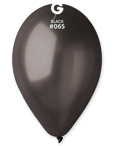 12in Gemar Metallic Black Balloons 50ct #065 - Joker Party Supply