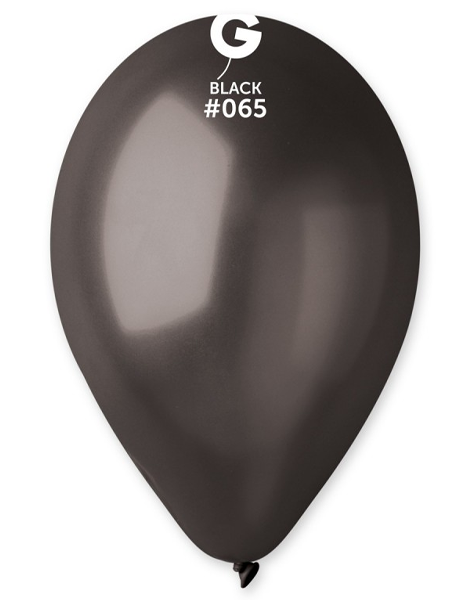 12in Gemar Metallic Black Balloons 50ct #065 - Joker Party Supply
