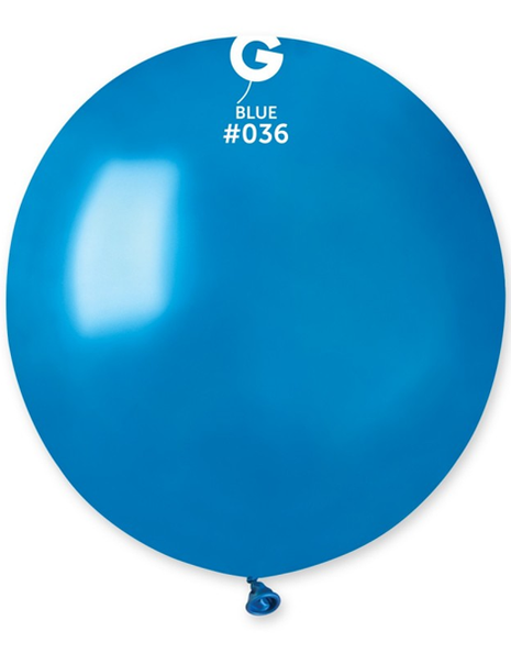 19in Gemar Metallic Blue Balloons 25ct #036 - Joker Party Supply