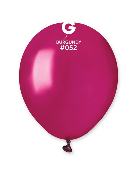 5in Gemar Metallic Burgundy Balloons 100ct #052 - Joker Party Supply