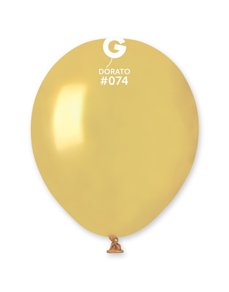 5in Gemar Metallic Dorato Balloons 100ct #074 - Joker Party Supply