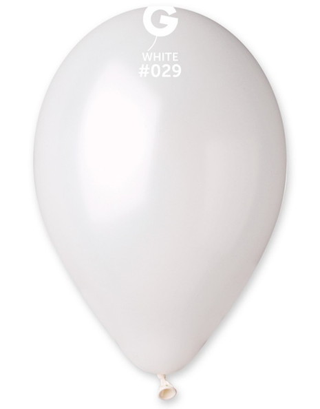 12in Gemar Metallic White Balloons 50ct #029 - Joker Party Supply