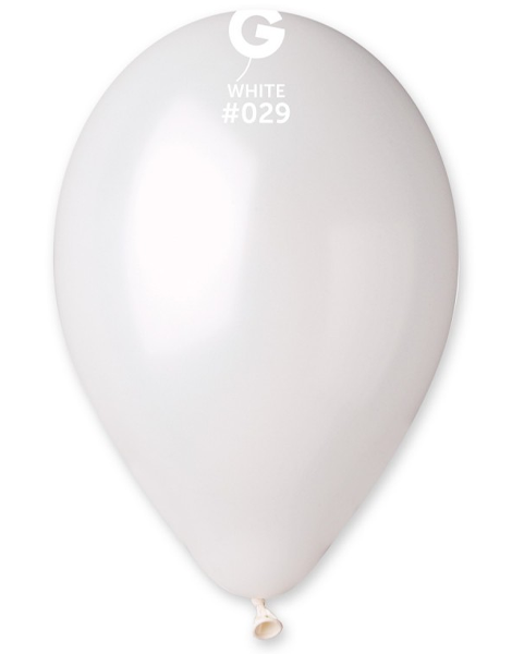 12in Gemar Metallic White Balloons 50ct #029 - Joker Party Supply