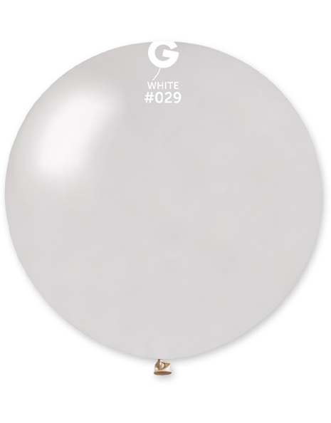 31in Gemar Metallic White Balloon 1ct #029 - Joker Party Supply