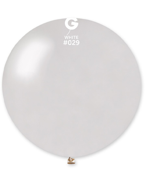 31in Gemar Metallic White Balloon 1ct #029 - Joker Party Supply