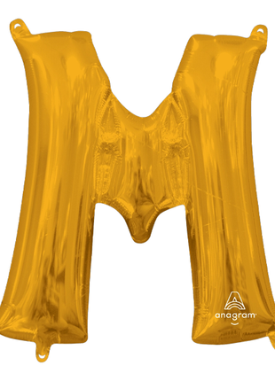 16in Anagram Air-Filled Gold Letter M Balloon - Joker Party Supply