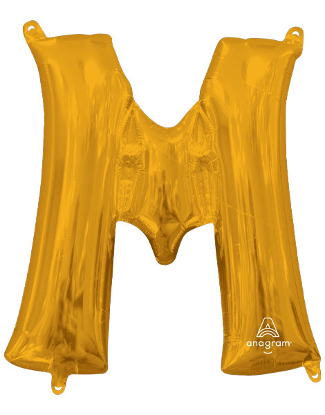 16in Anagram Air-Filled Gold Letter M Balloon - Joker Party Supply