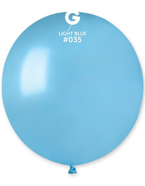 19in Gemar Metallic Light Blue Balloons 25ct #035 - Joker Party Supply