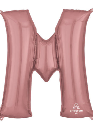 34in Anagram Rose Gold Letter M Balloon - Joker Party Supply