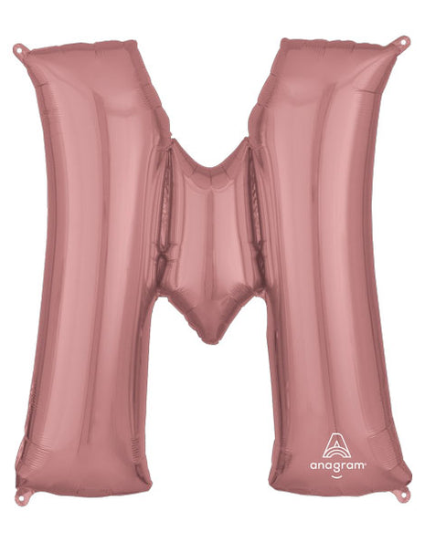 34in Anagram Rose Gold Letter M Balloon - Joker Party Supply