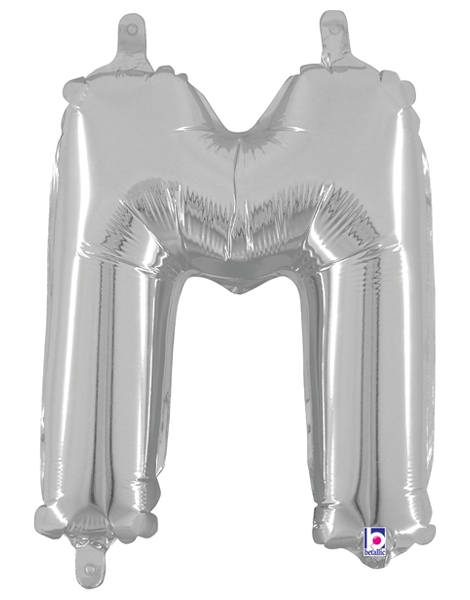 14in Betallic Air-Filled Silver Letter M Balloon - Joker Party Supply