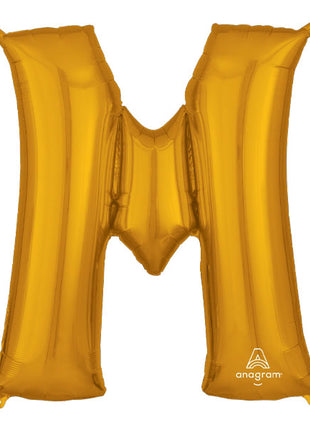 34in Anagram Gold Letter M Balloon - Joker Party Supply