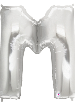 34in Betallic Silver Letter M Megaloons - Joker Party Supply