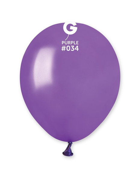 5in Gemar Metallic Purple Balloons 100ct # 034 - Joker Party Supply