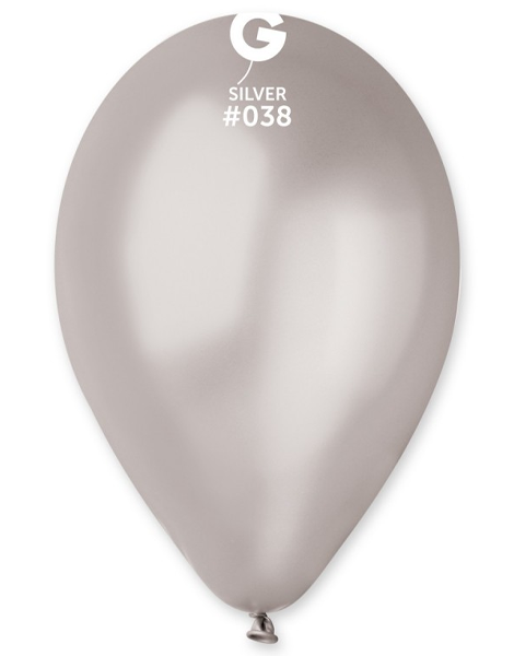 12in Gemar Metallic Silver Balloons 50ct #038 - Joker Party Supply