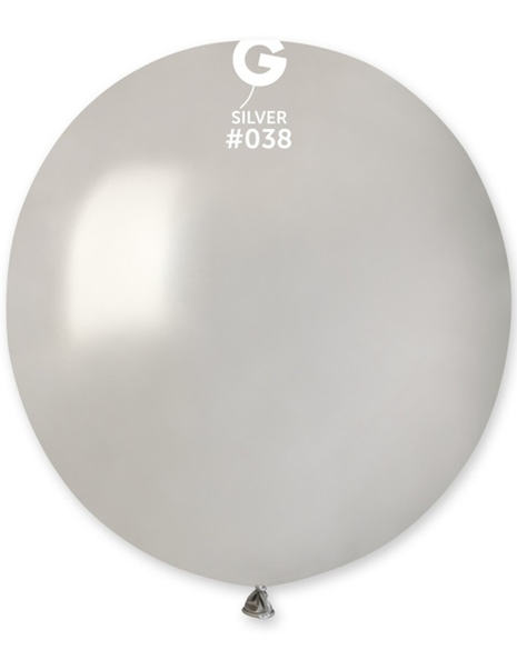 19in Gemar Metallic Silver Balloons 25ct #038 - Joker Party Supply