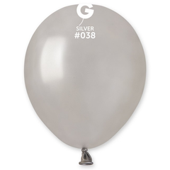 5in Gemar Metallic Silver Balloons 100ct #038 - Joker Party Supply
