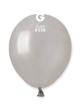 5in Gemar Metallic Silver Balloons 100ct #038 - Joker Party Supply