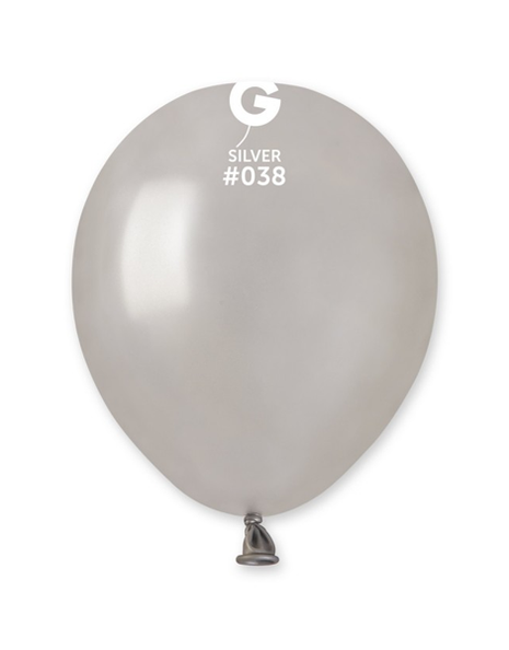 5in Gemar Metallic Silver Balloons 100ct #038 - Joker Party Supply