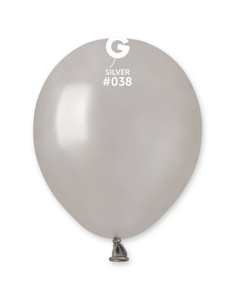 5in Gemar Metallic Silver Balloons 100ct #038 - Joker Party Supply