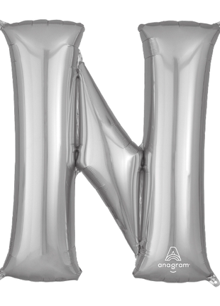 34in Anagram Silver Letter N Balloon - Joker Party Supply
