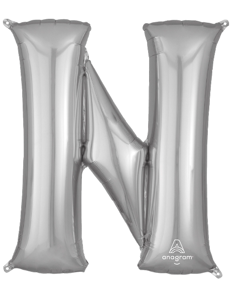 34in Anagram Silver Letter N Balloon - Joker Party Supply