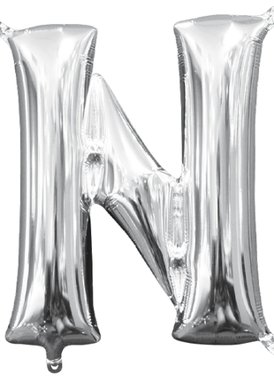 16in Anagram Air-Filled Silver Letter N Balloon - Joker Party Supply