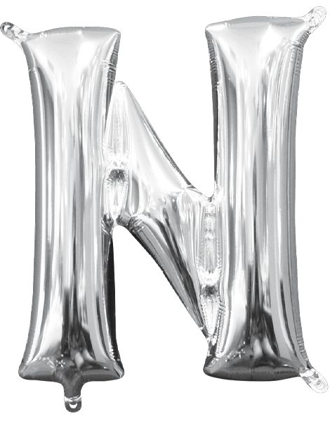16in Anagram Air-Filled Silver Letter N Balloon - Joker Party Supply