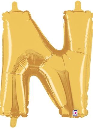 14in Betallic Air-Filled Gold Letter N Balloon - Joker Party Supply