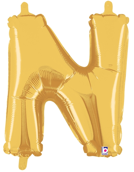 14in Betallic Air-Filled Gold Letter N Balloon - Joker Party Supply