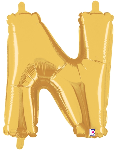 14in Betallic Air-Filled Gold Letter N Balloon - Joker Party Supply