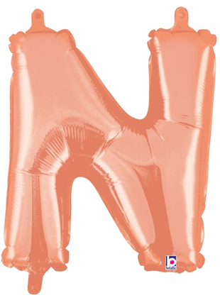 14in Betallic Air-Filled Rose Gold Letter N Balloon - Joker Party Supply