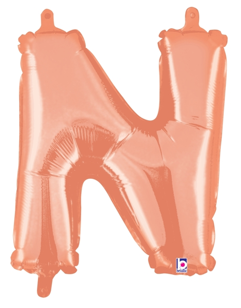 14in Betallic Air-Filled Rose Gold Letter N Balloon - Joker Party Supply