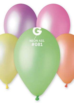 12in Gemar Neon Assorted Balloons 50ct #081 - Joker Party Supply