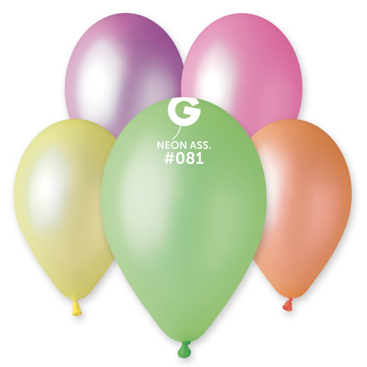 12in Gemar Neon Assorted Balloons 50ct #081 - Joker Party Supply