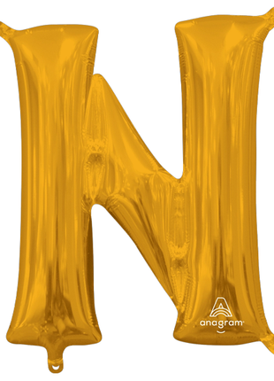 16in Anagram Air-Filled Gold Letter N Balloon - Joker Party Supply