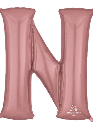 34in Anagram Rose Gold Letter N Balloon - Joker Party Supply