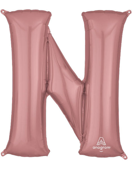34in Anagram Rose Gold Letter N Balloon - Joker Party Supply